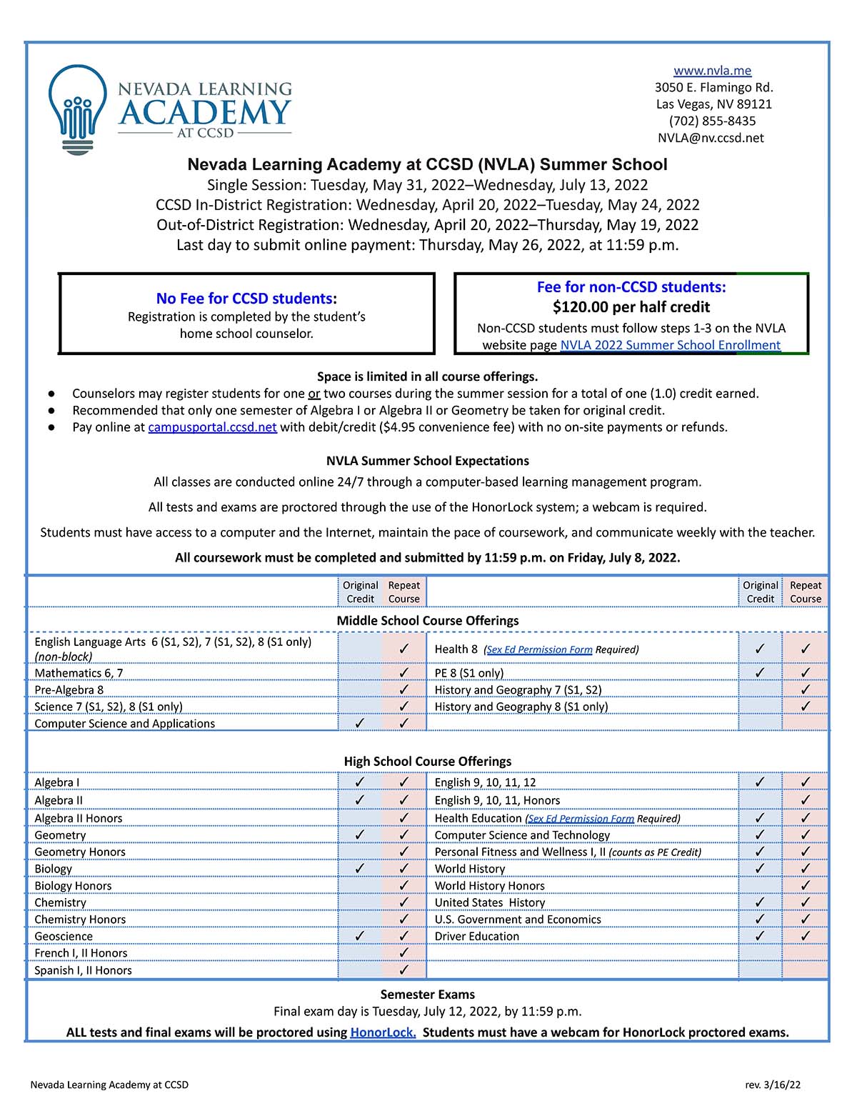 2022 NVLA Summer School Flyer